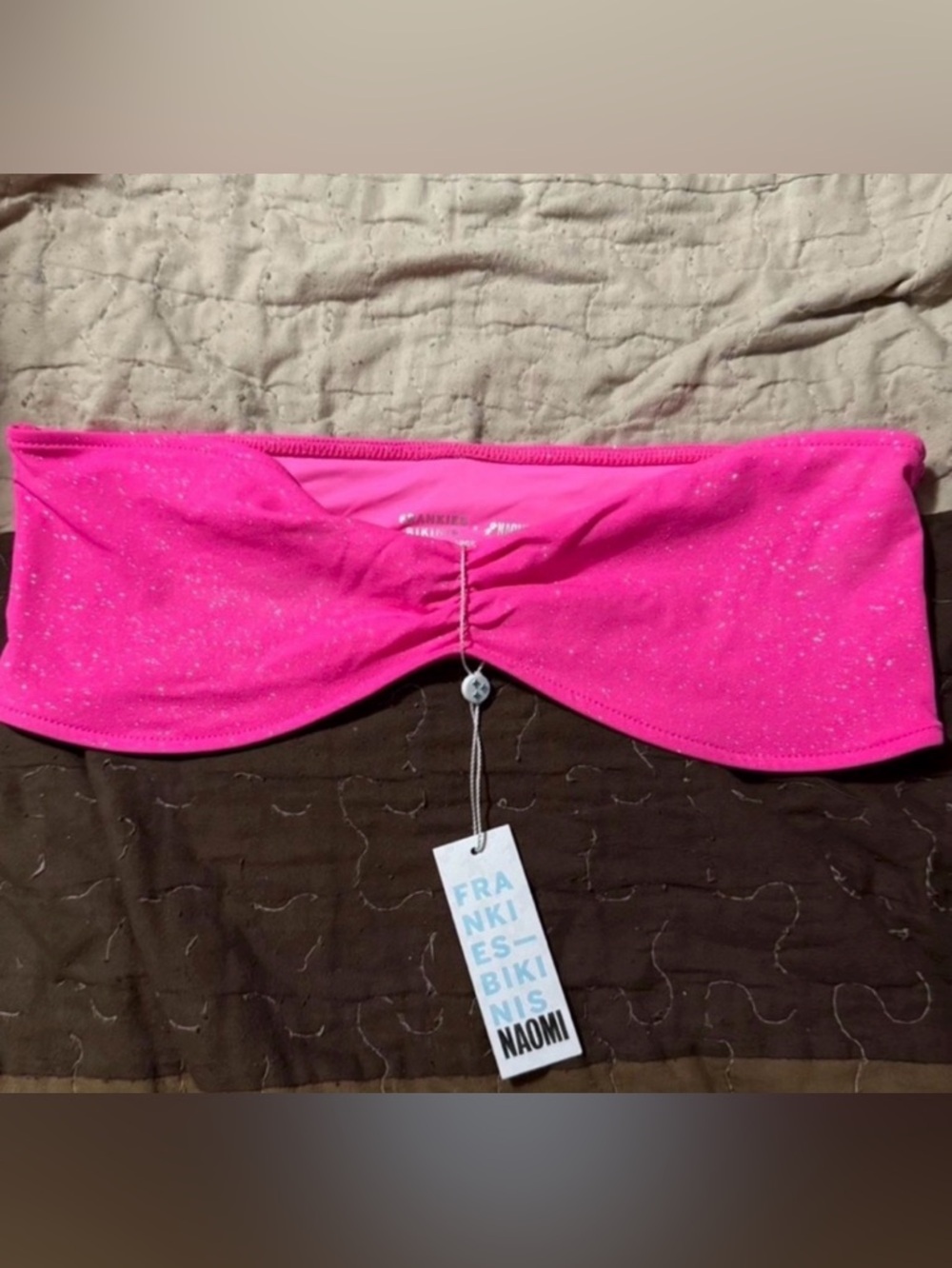 Frankie's Bikinis Sparkle Bandeau Top - Hot Pink
